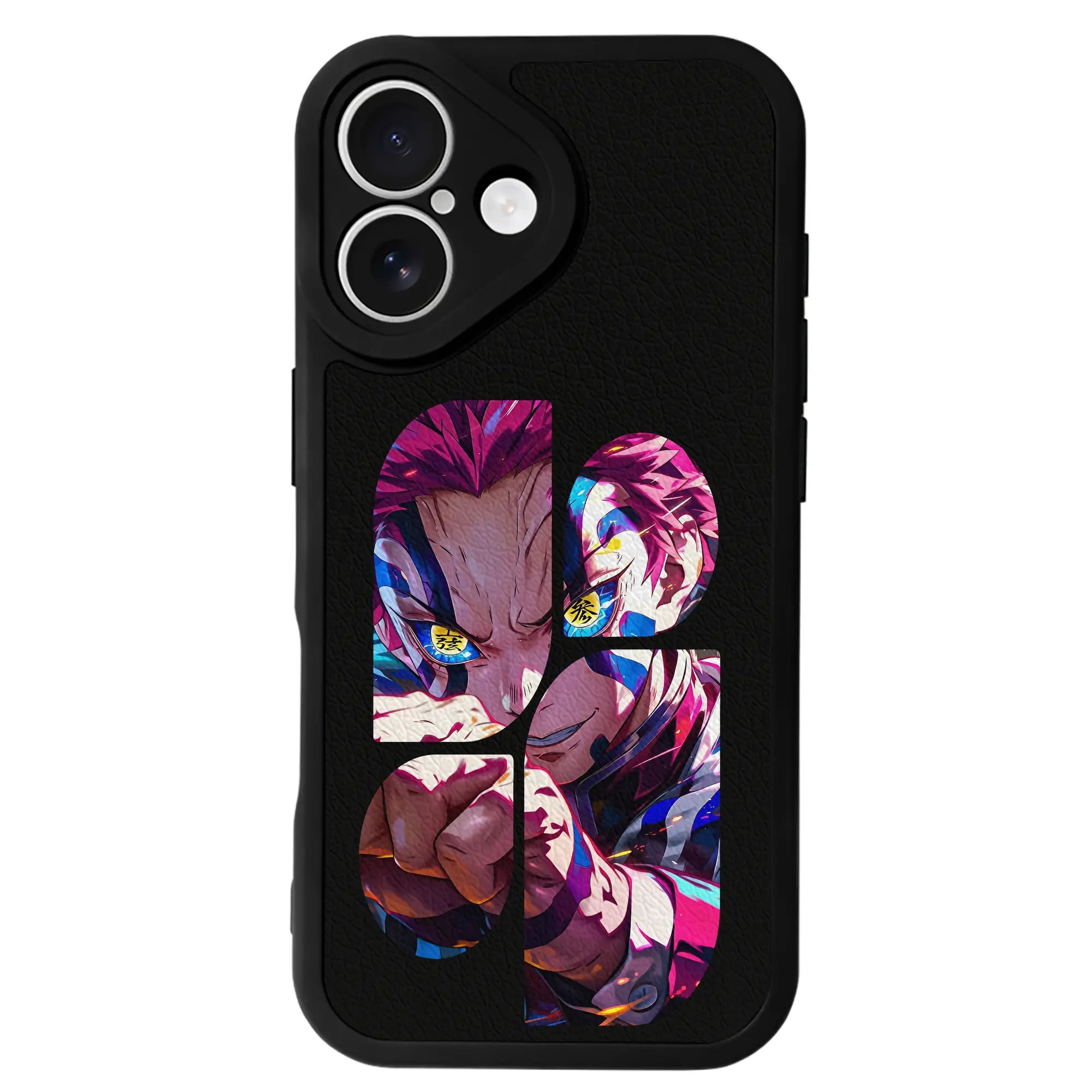 鬼滅の刃 グッズ,猗窩座 - IPhone 16シリーズ対応 ・ シリコンスマホケース ・ レザー調 ・ 高精度フィット ・ 耐衝撃 ・ ワイヤレス充電対応 ・ 精密カット